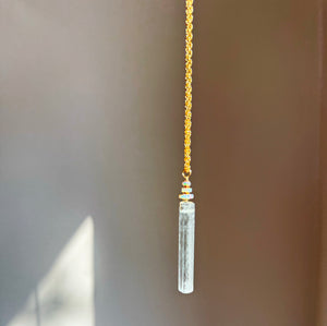 Lemurian Aquamarine Wand of Light with Stairway of Opals