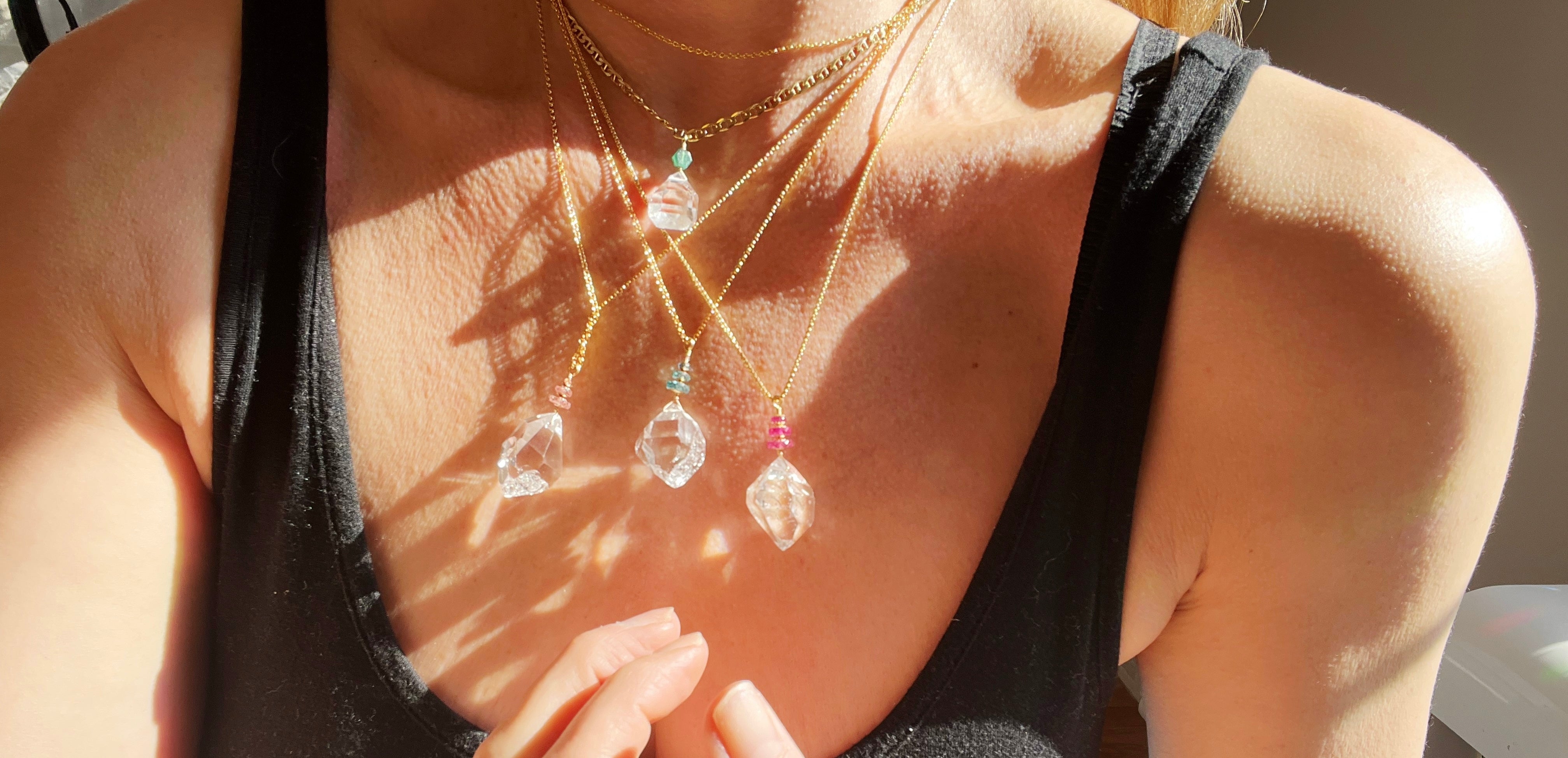 Aqua Herkimer Diamond Necklace