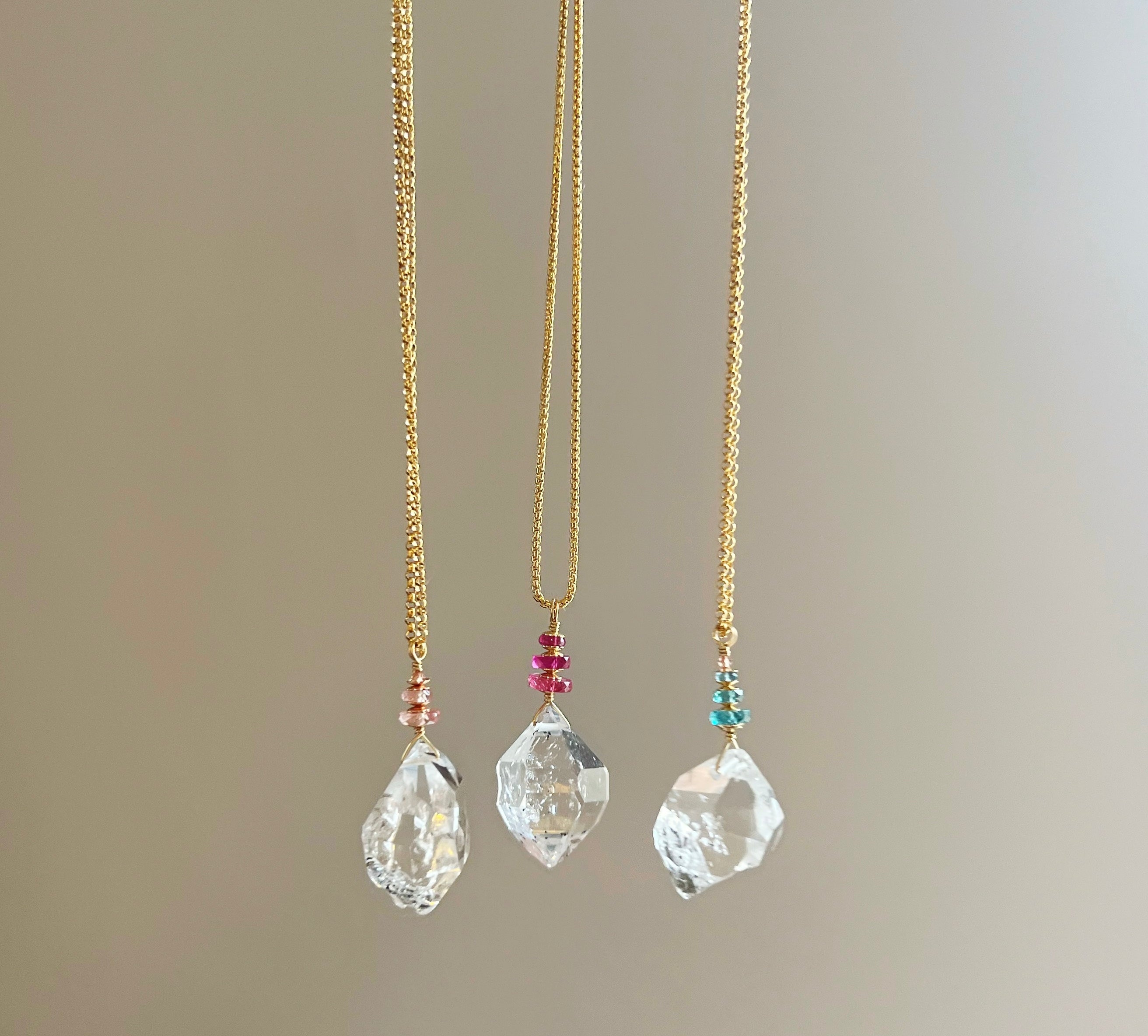 Aqua Herkimer Diamond Necklace