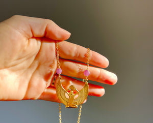 Goddess Isis Pendant with Ruby Stars