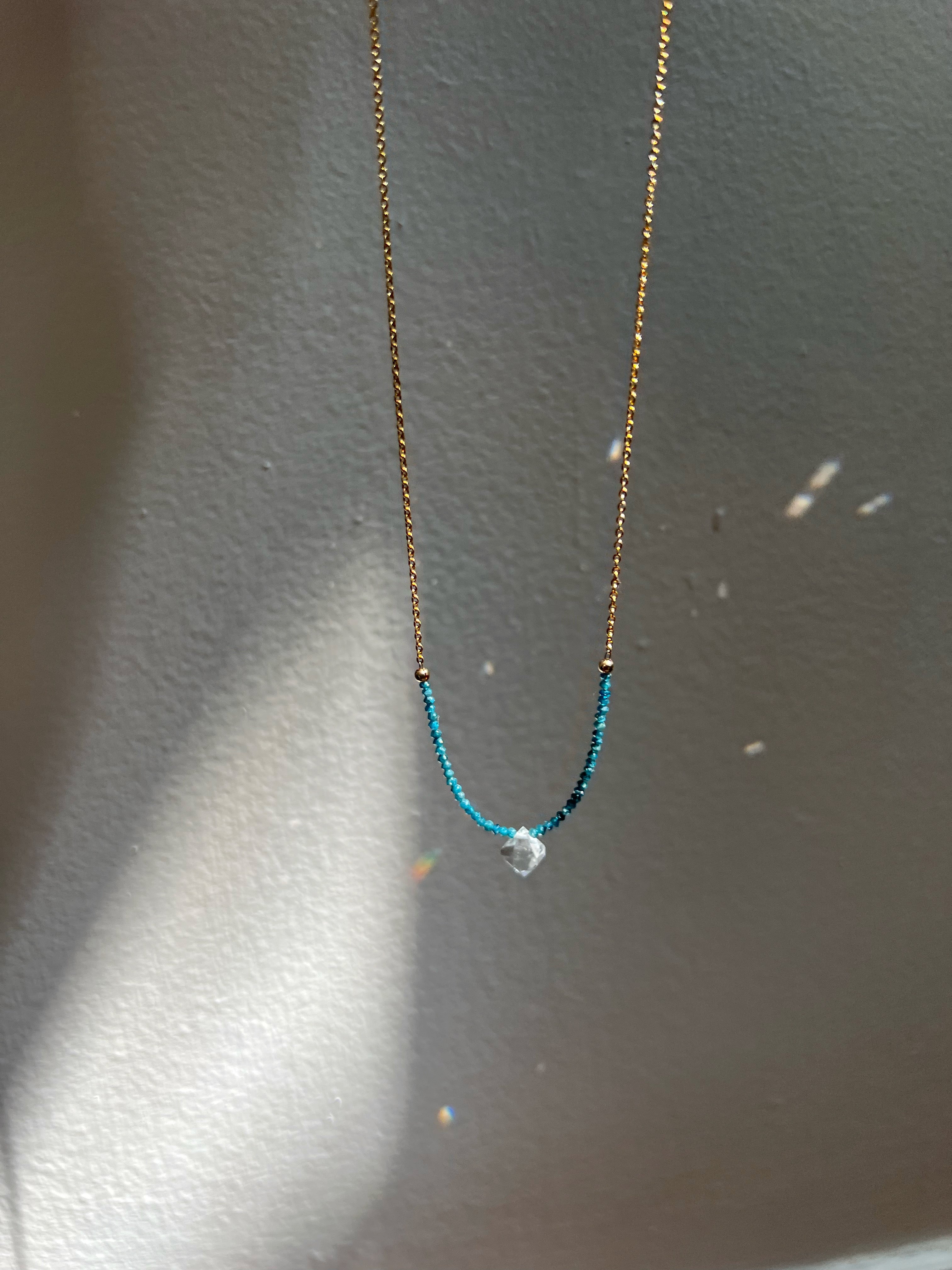 Blue Diamond and Herkimer Life-Force Necklace
