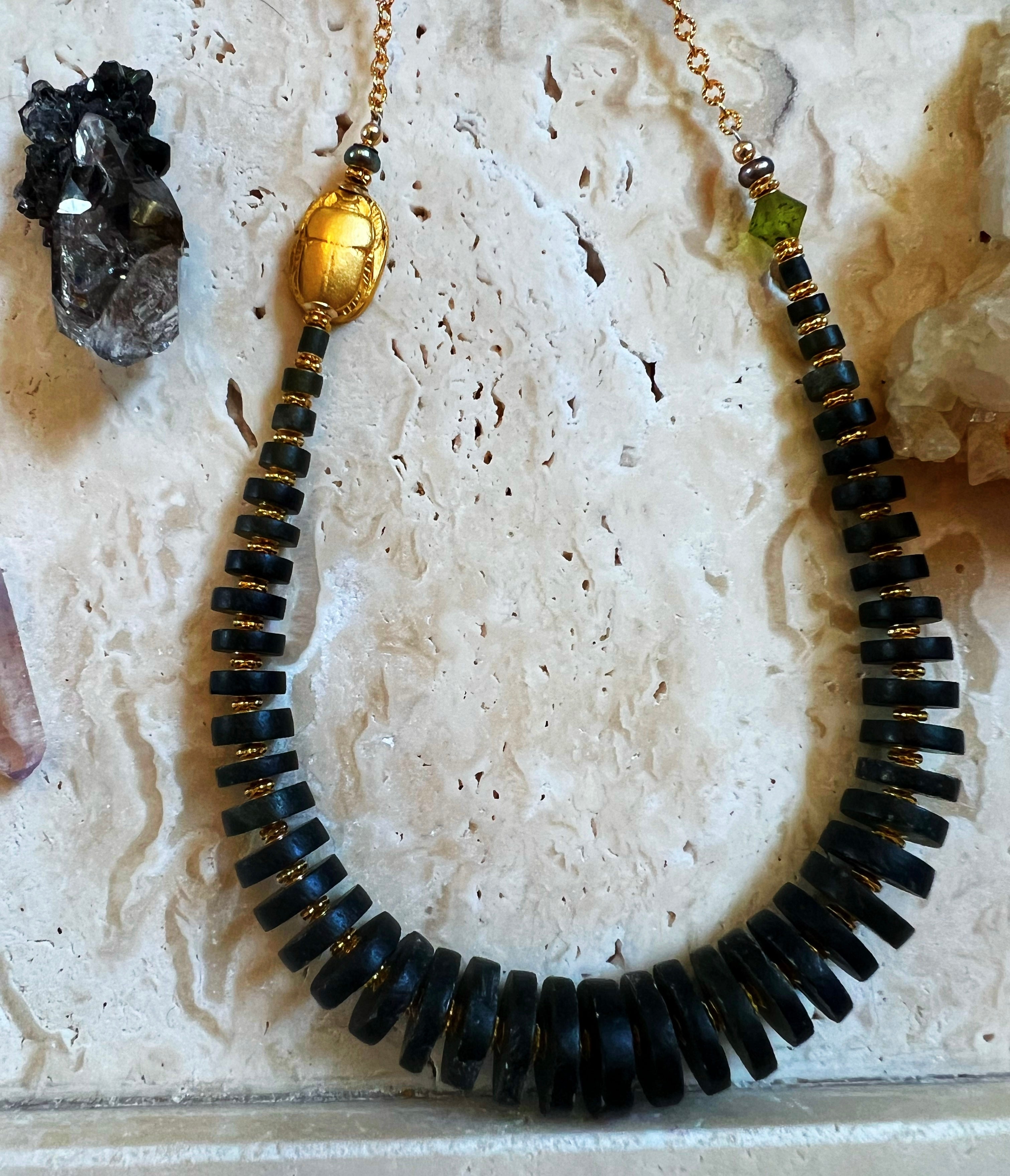 Serpentine Scarab Necklace