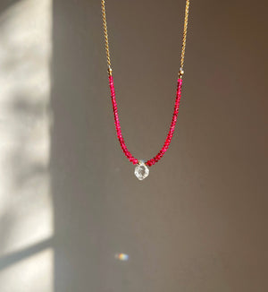 Ruby Red Spinel and Herkimer Diamond Life-Force Necklace