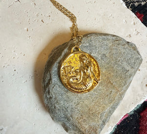 Vintage French Virgo Coin Pendant